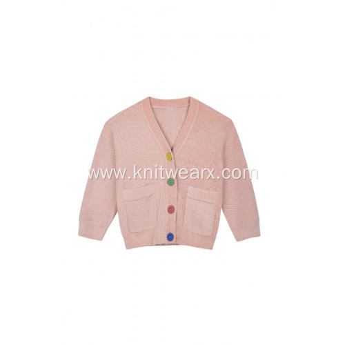 Women's Knitted Button Down Pocket Warm Melange Cardigan